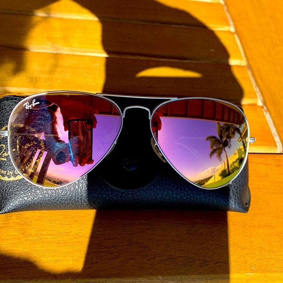 Ray-Ban Accessories - Ray-Bans Pink/Silver Aviator Large Metal Sunglasses.